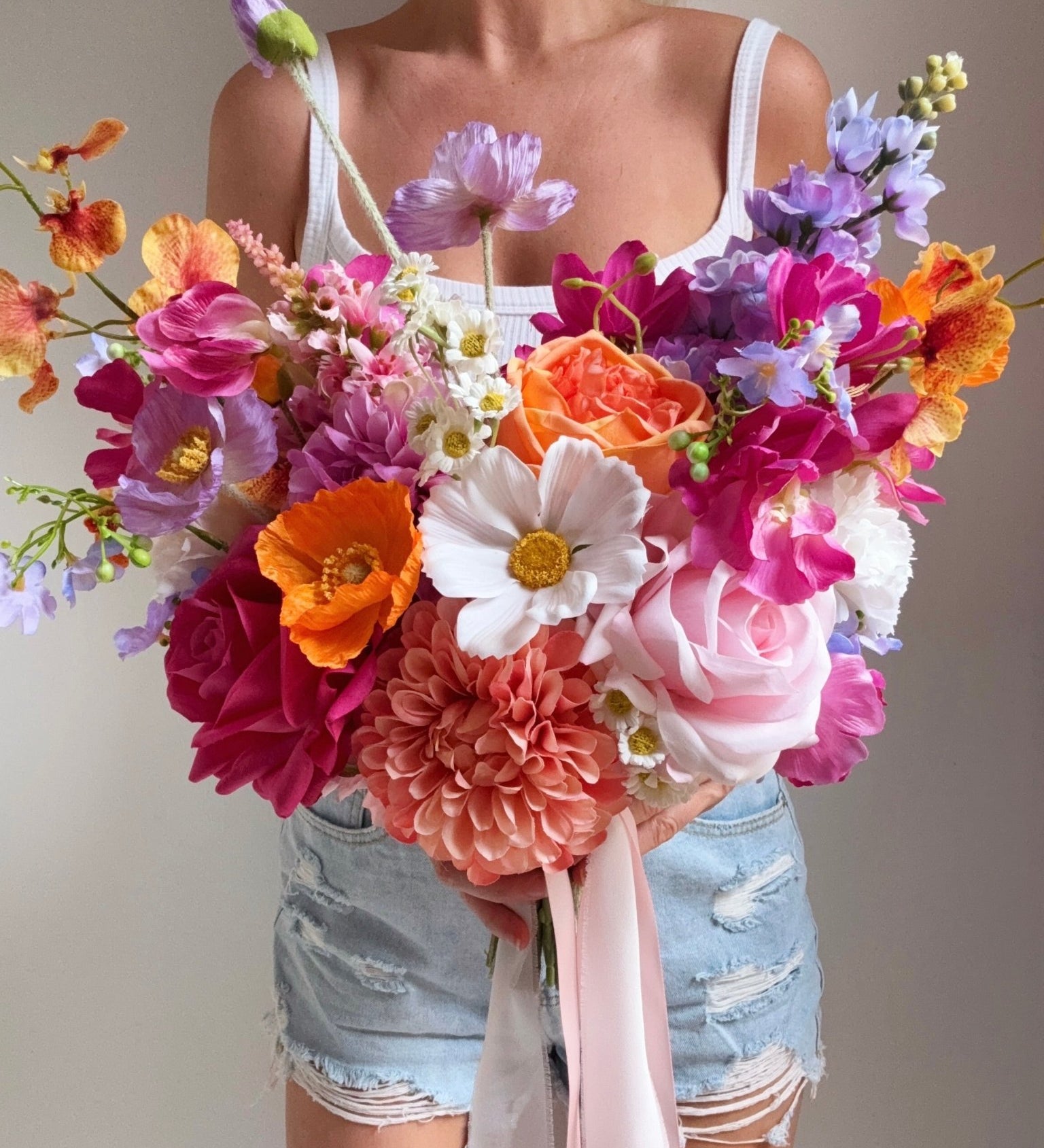 Sonder Wedding Bouquet - Flamingo Crush - Premium Artificial Wedding Flowers by Sonder + Stone Boutique
