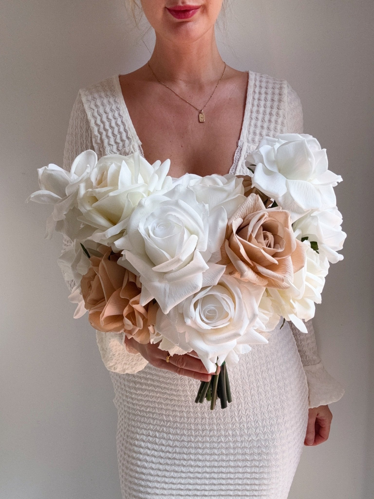 Artificial flowers Sonder Wedding Bouquet - White + Nude - Sonder + Stone Boutique