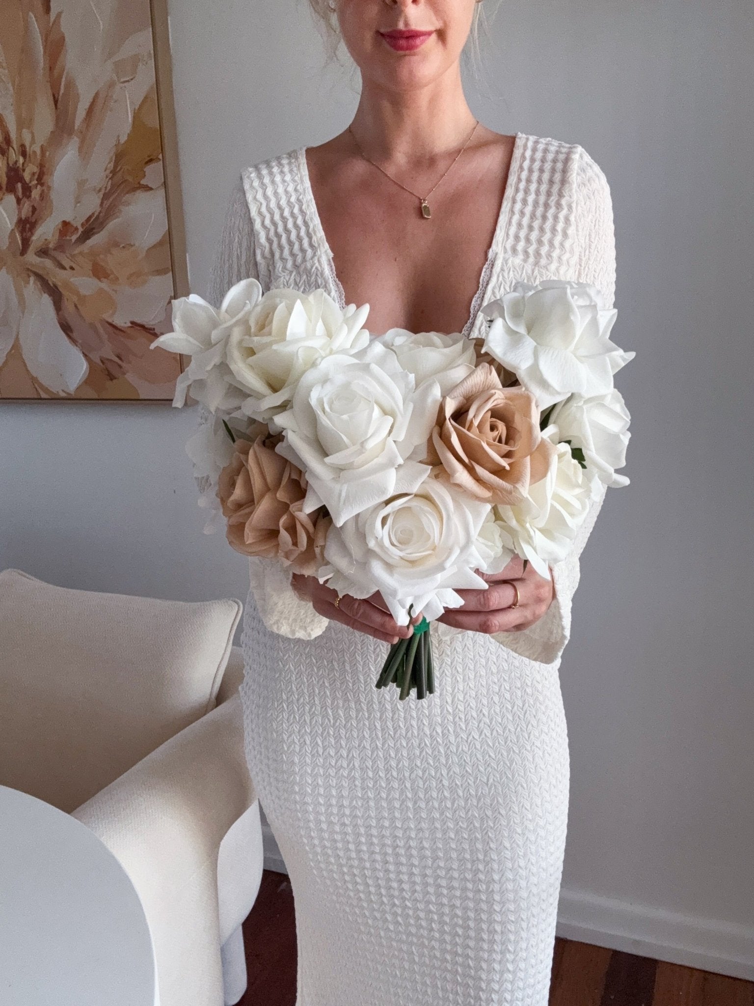 Artificial flowers Sonder Wedding Bouquet - White + Nude - Sonder + Stone Boutique