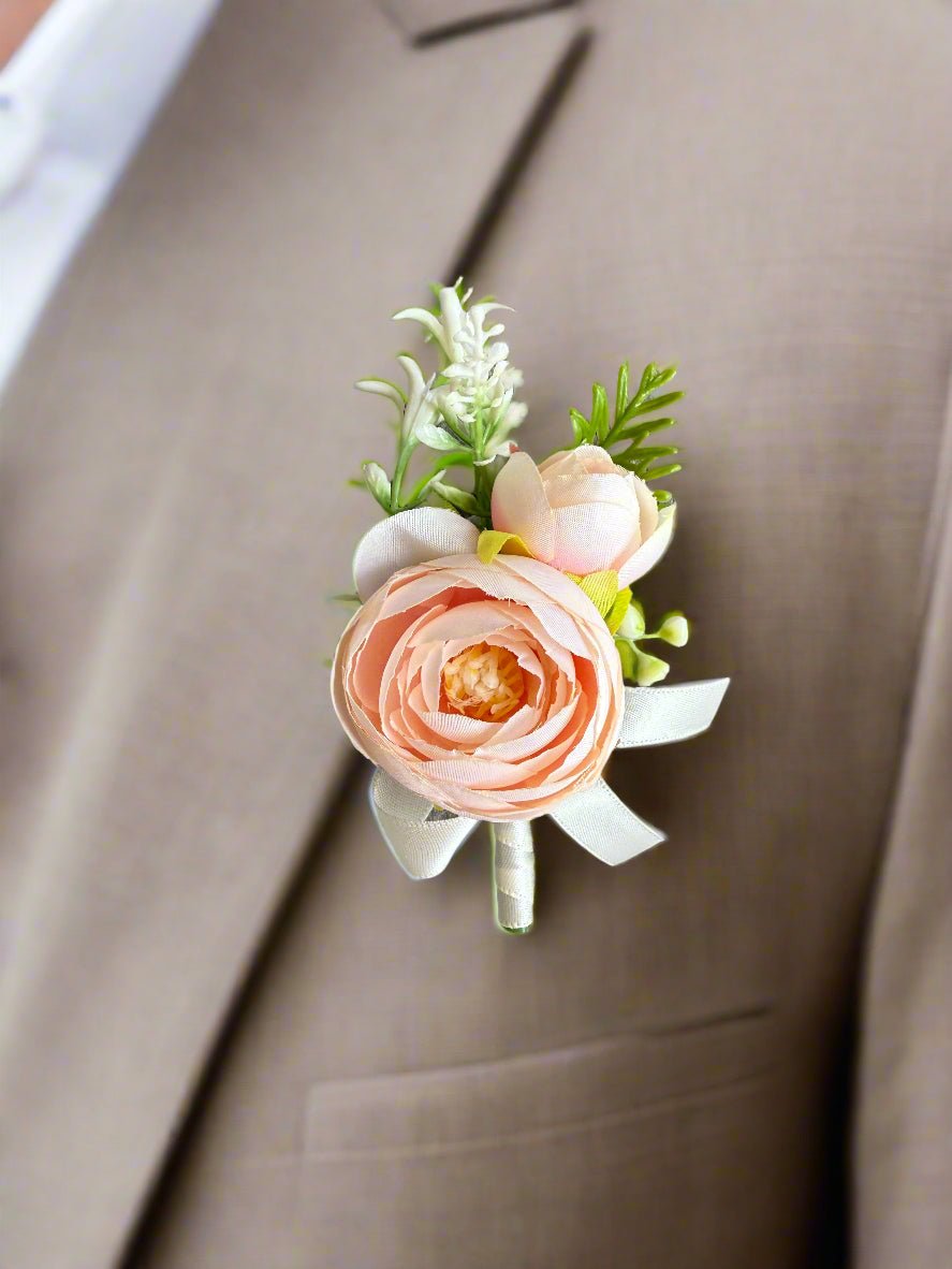 Artificial flowers Sonder Wedding Buttonholes (champagne ranunculus) - Sonder + Stone Boutique