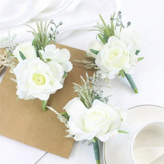 Sonder Wedding Buttonholes (white rose) - Premium Artificial Wedding Flowers by Sonder + Stone Boutique