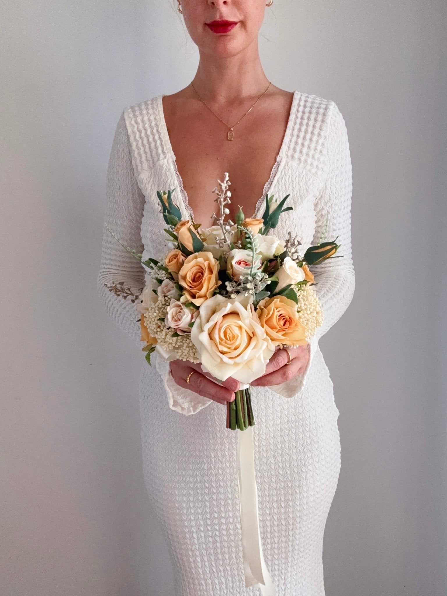 Artificial flowers Wedding Bouquet - Champagne + Peach - Sonder + Stone Boutique