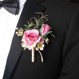 Sonder Wedding Buttonhole + Wrist Corsage (deep pink rose)
