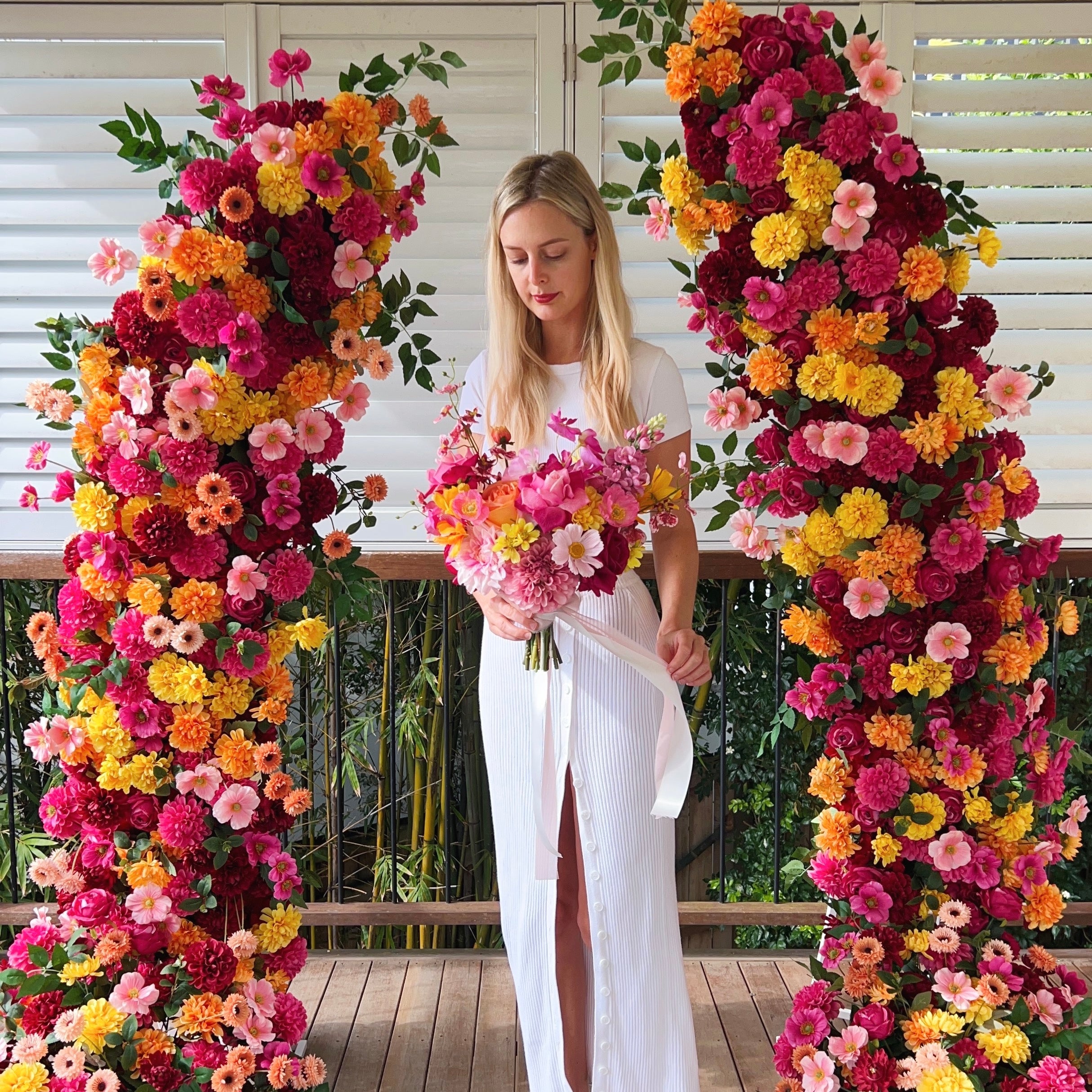 Pink, Orange + Yellow Horn Arch Display