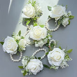 Sonder Wedding Buttonholes + Wrist Corsage (white rose)