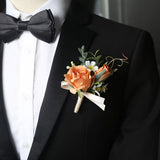 Sonder Wedding Buttonhole + Wrist Corsage (orange rose)