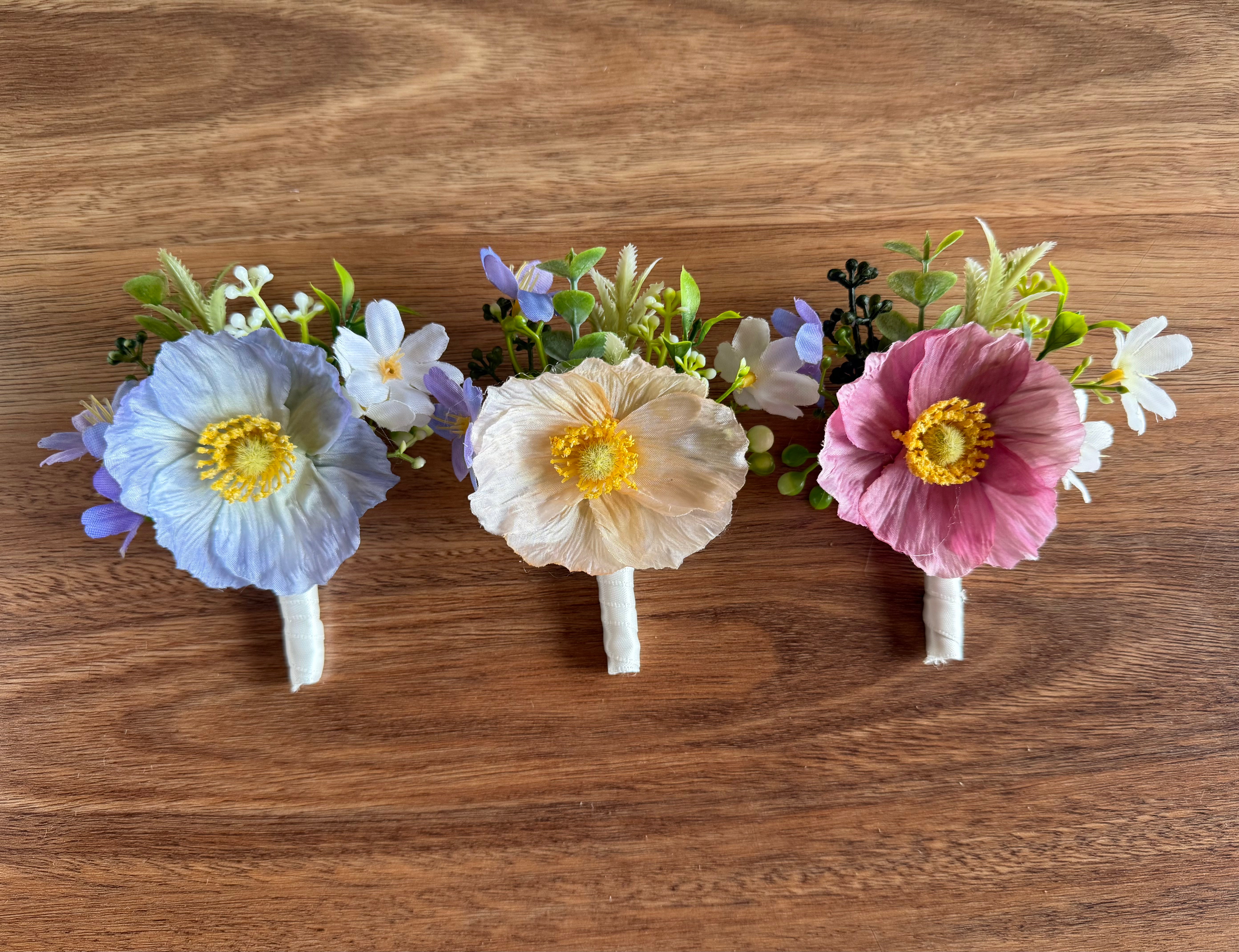 Sonder Wedding Buttonholes (poppy mix) - Premium Artificial Wedding Flowers by Sonder & Stone Boutique