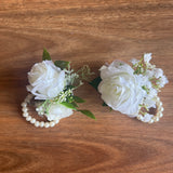 Sonder Wedding Buttonholes + Wrist Corsage (white rose)