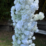 Classic White Rose + Babys Breath Flower Display