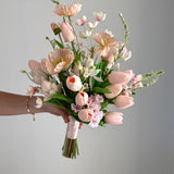 Wedding Bouquet - Peachy Pink Poppies + Tulips