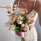 Wedding Bouquet - Peachy Pink Poppies + Tulips