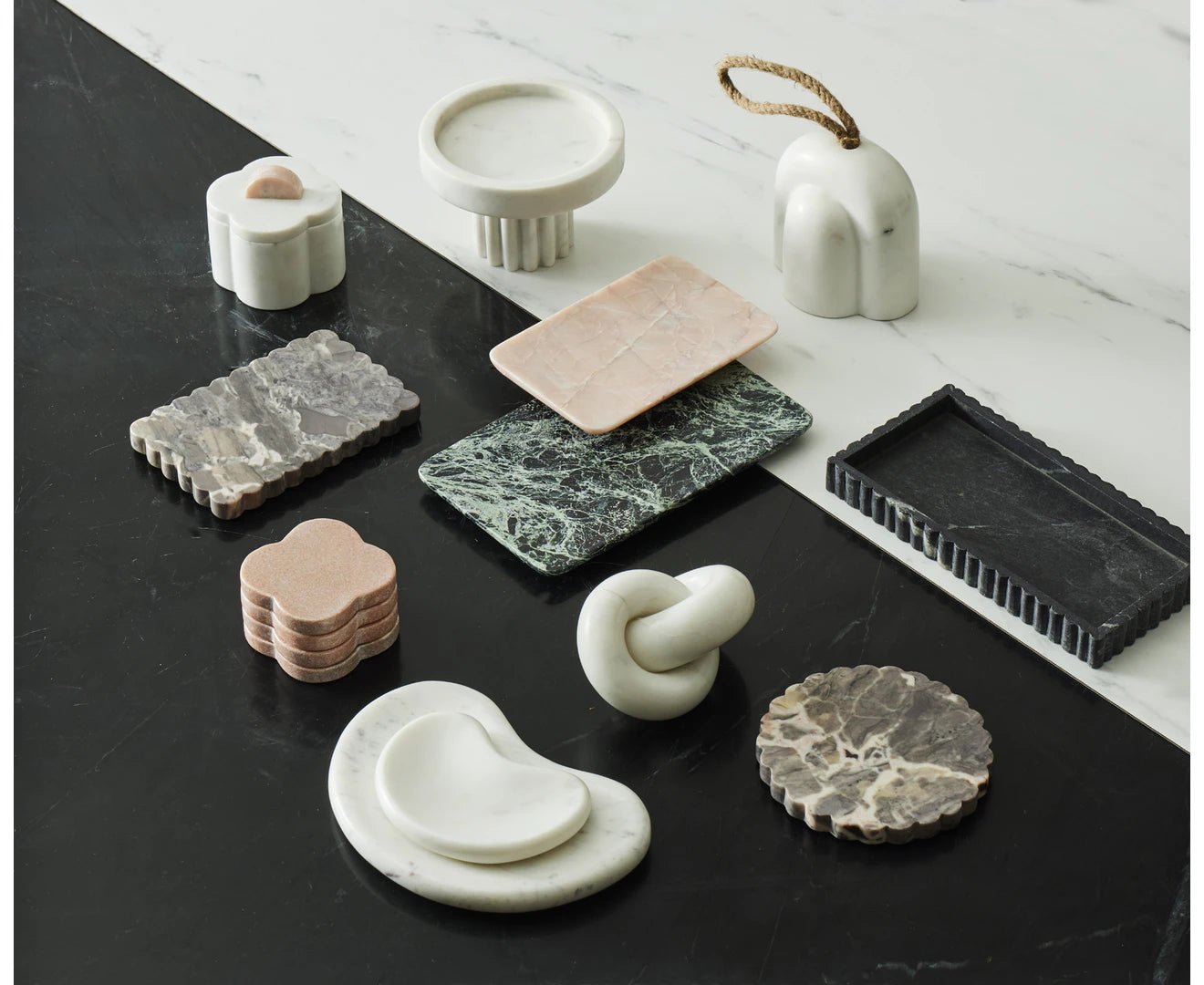 Artificial flowers Blanco Marble Tray - Sonder + Stone Boutique