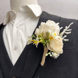 Sonder Wedding Buttonhole + Wrist Corsage (champagne rose)