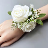 Sonder Wedding Buttonholes + Wrist Corsage (white rose)