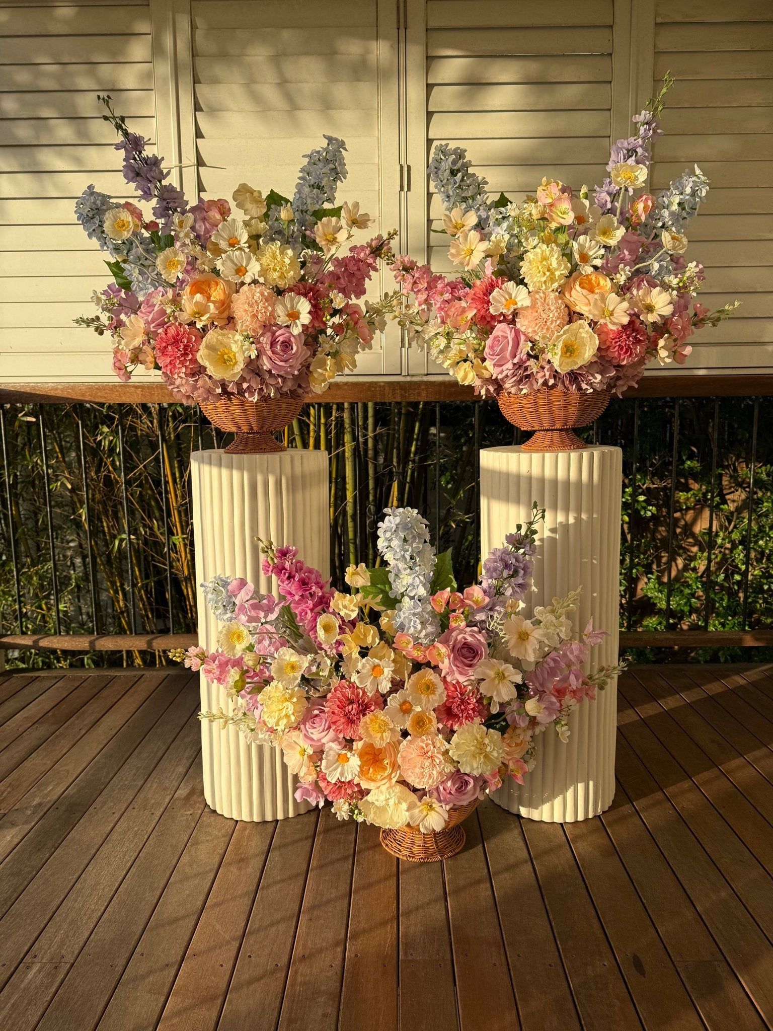 Ceremony Arrangement - Woven Basket Base Upgrade - Premium Artificial Wedding Flowers by Sonder & Stone Boutique