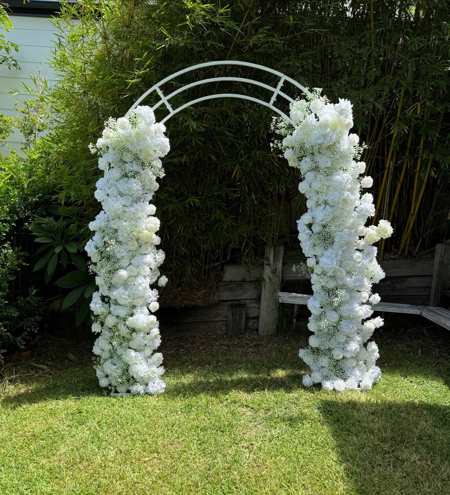 Artificial flowers Classic White Rose + Babys Breath Flower Display - Sonder + Stone Boutique