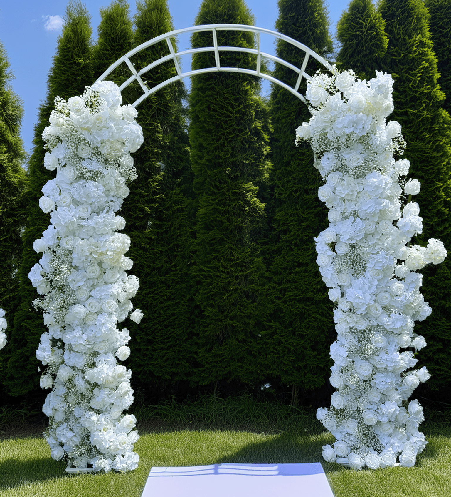 Artificial flowers Classic White Rose + Babys Breath Flower Display - Sonder + Stone Boutique