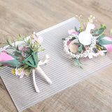 Sonder Wedding Buttonhole + Wrist Corsage (light pink rose)