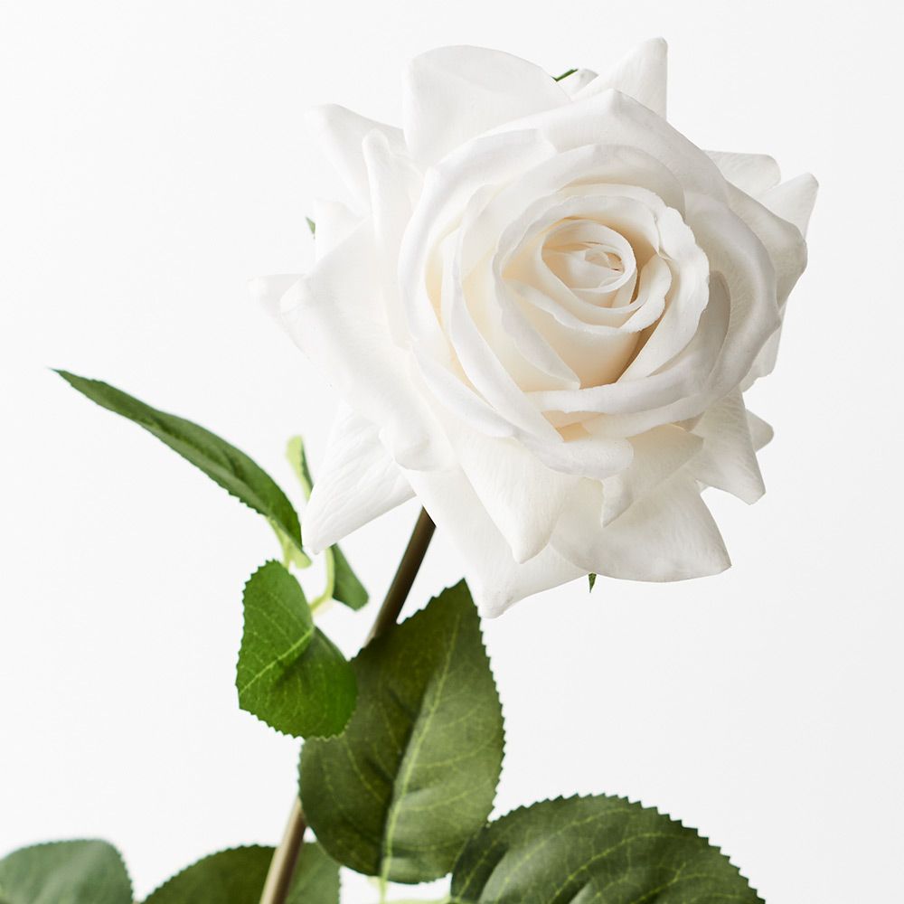 White real-touch rose stem alt view 2