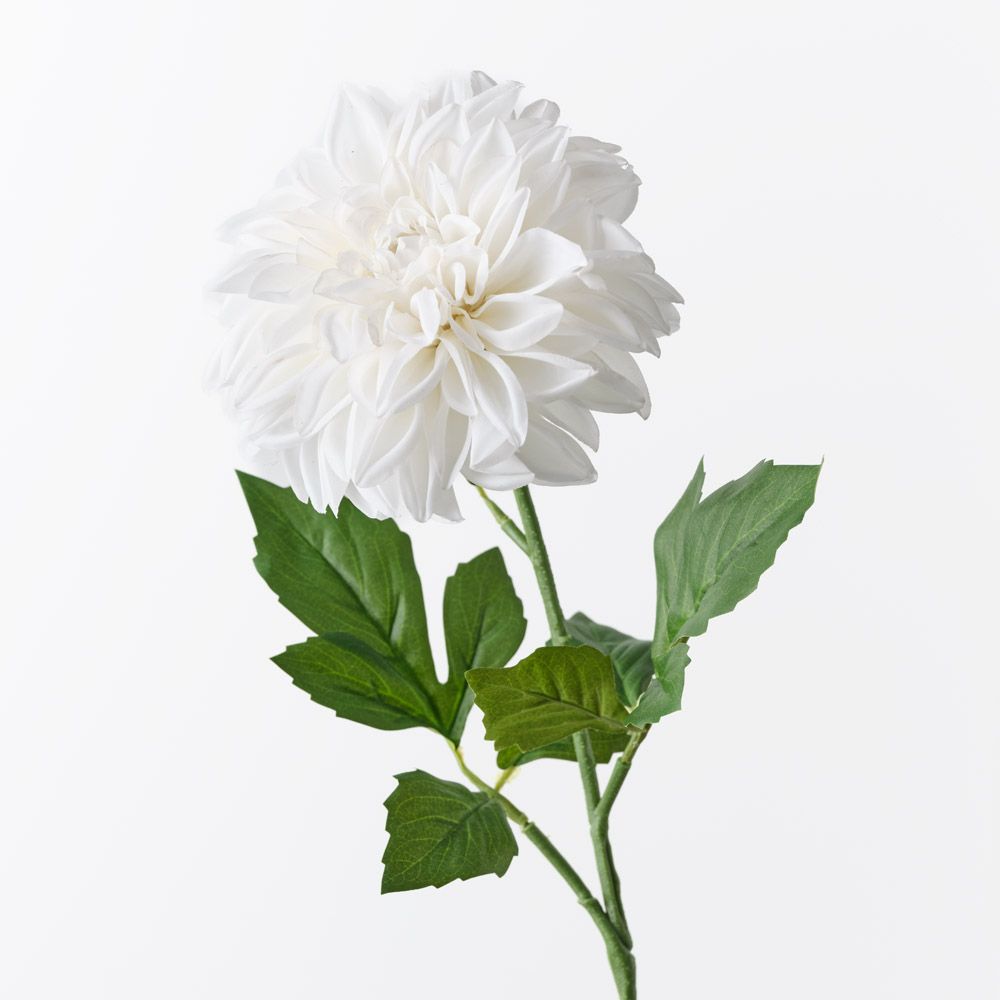 Real-Touch Large Pom Pom Dahlia - White - Premium Artificial Wedding Flowers by Sonder & Stone Boutique