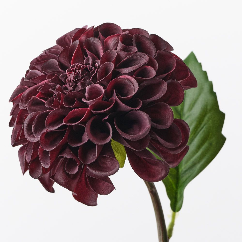 Real-Touch Pom Pom Dahlia - Black Plum - Premium Artificial Wedding Flowers by Sonder & Stone Boutique