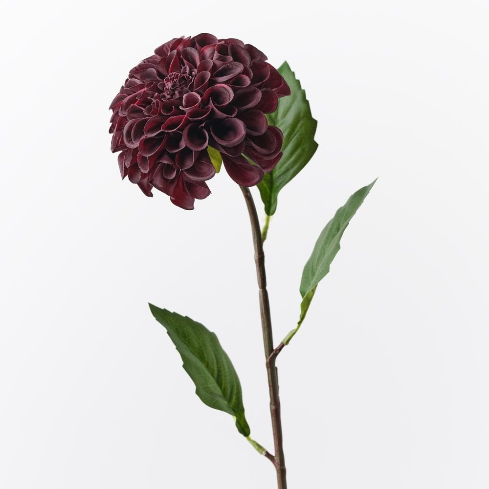 Real-Touch Pom Pom Dahlia - Black Plum - Premium Artificial Wedding Flowers by Sonder & Stone Boutique