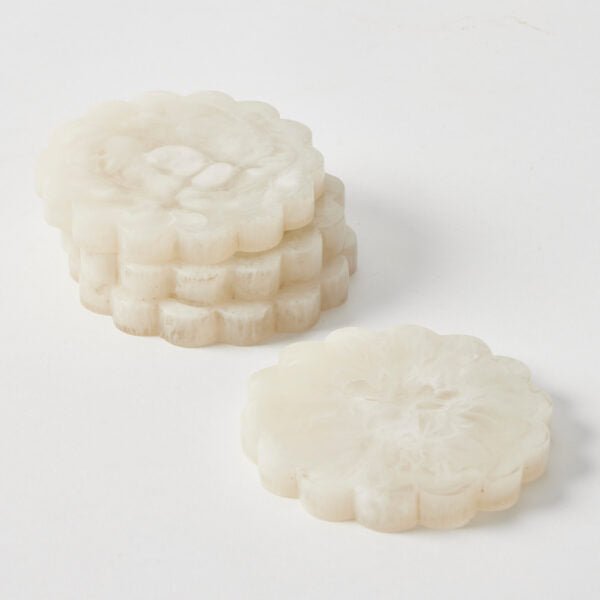 Artificial flowers Resin Coaster Set of 4 - Nougat - Sonder + Stone Boutique