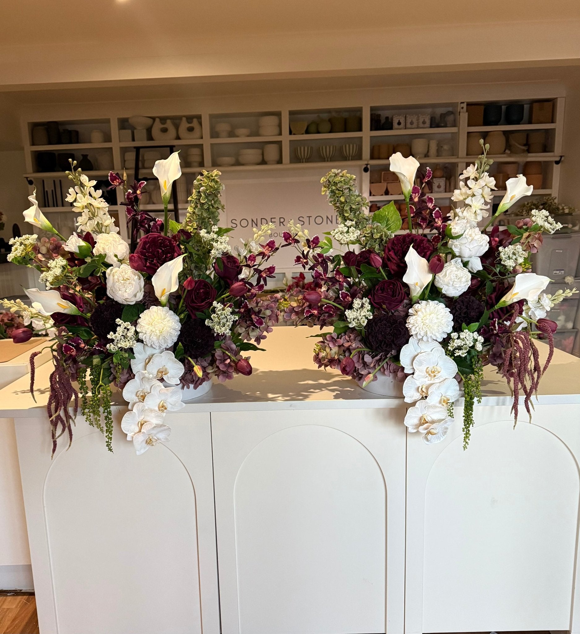 Sonder Wedding Arrangement - Bordeaux - Premium Artificial Wedding Flowers by Sonder & Stone Boutique