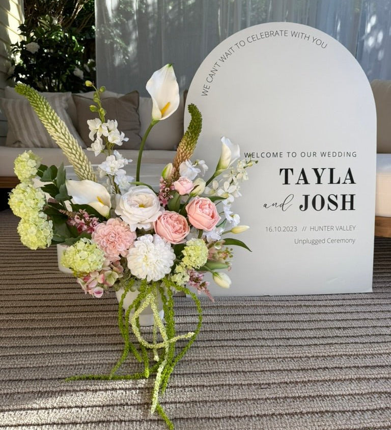 Sonder Wedding Arrangement - Strawberry Matcha (calla lilies) - Premium Artificial Wedding Flowers by Sonder & Stone Boutique