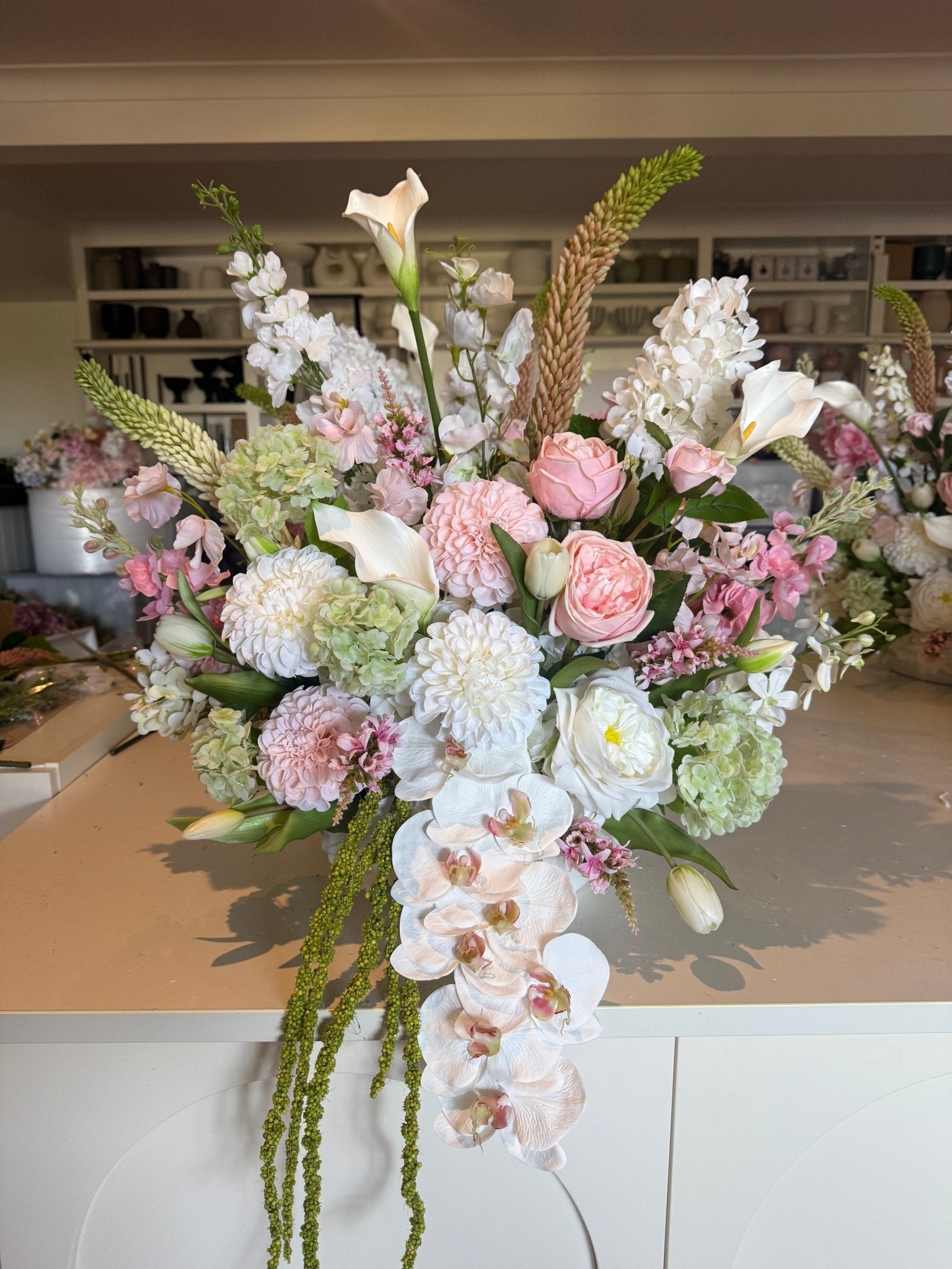 Sonder Wedding Arrangement - Strawberry Matcha (calla lilies) - Premium Artificial Wedding Flowers by Sonder & Stone Boutique