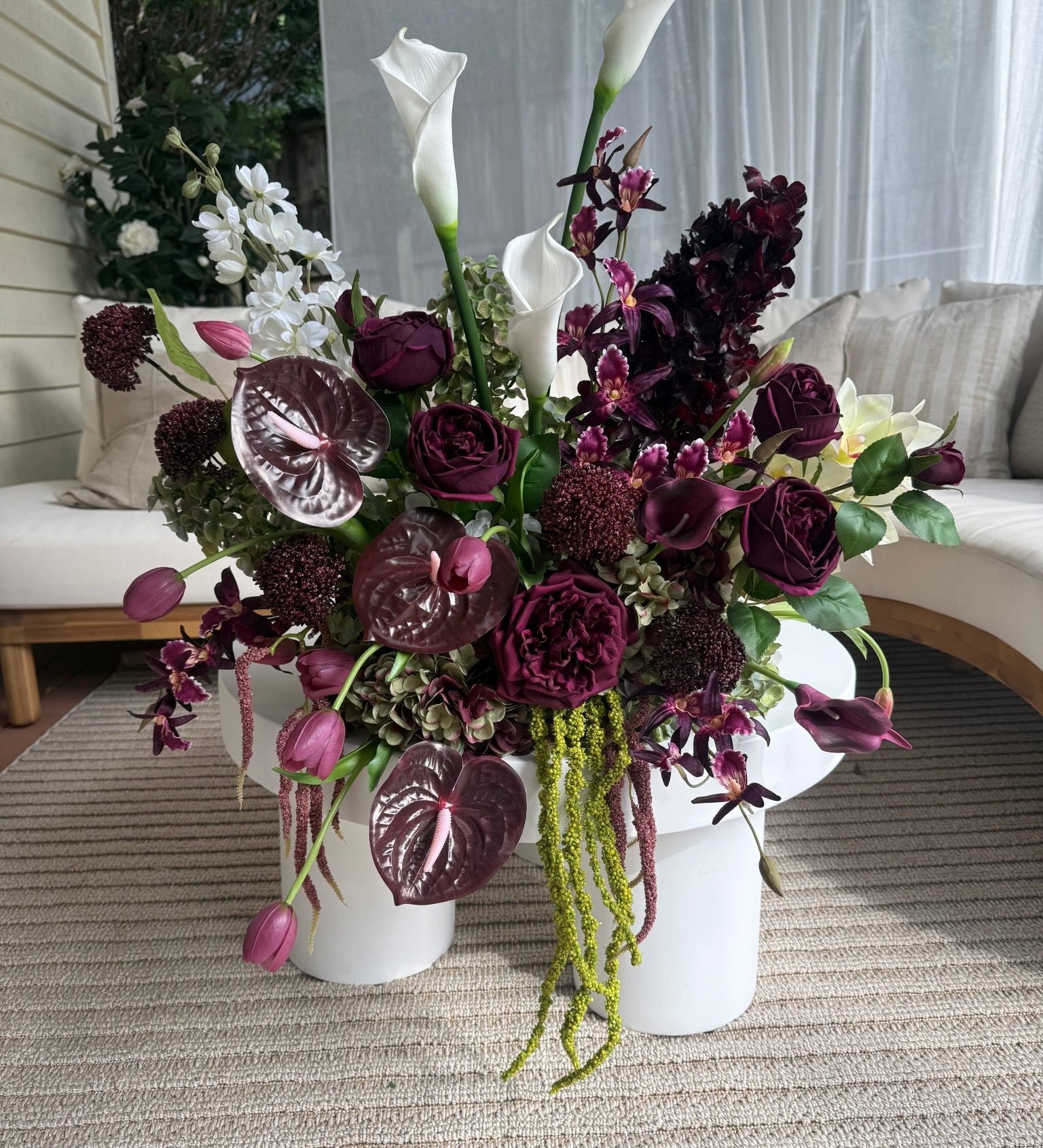 Sonder Wedding Arrangement - The Modernist (burgundy edit) - Premium Artificial Wedding Flowers by Sonder & Stone Boutique