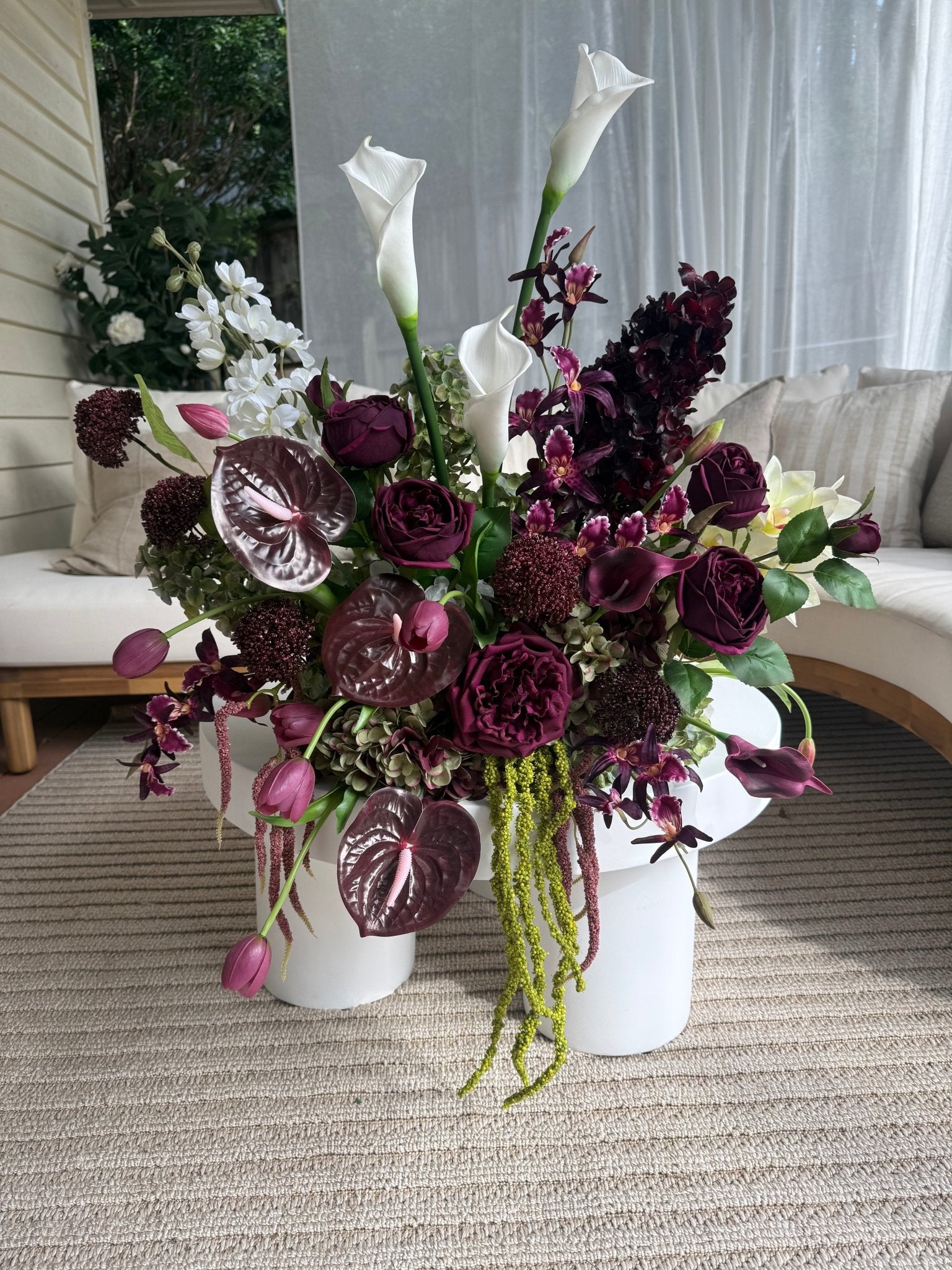 Sonder Wedding Arrangement - The Modernist (burgundy edit) - Premium Artificial Wedding Flowers by Sonder & Stone Boutique