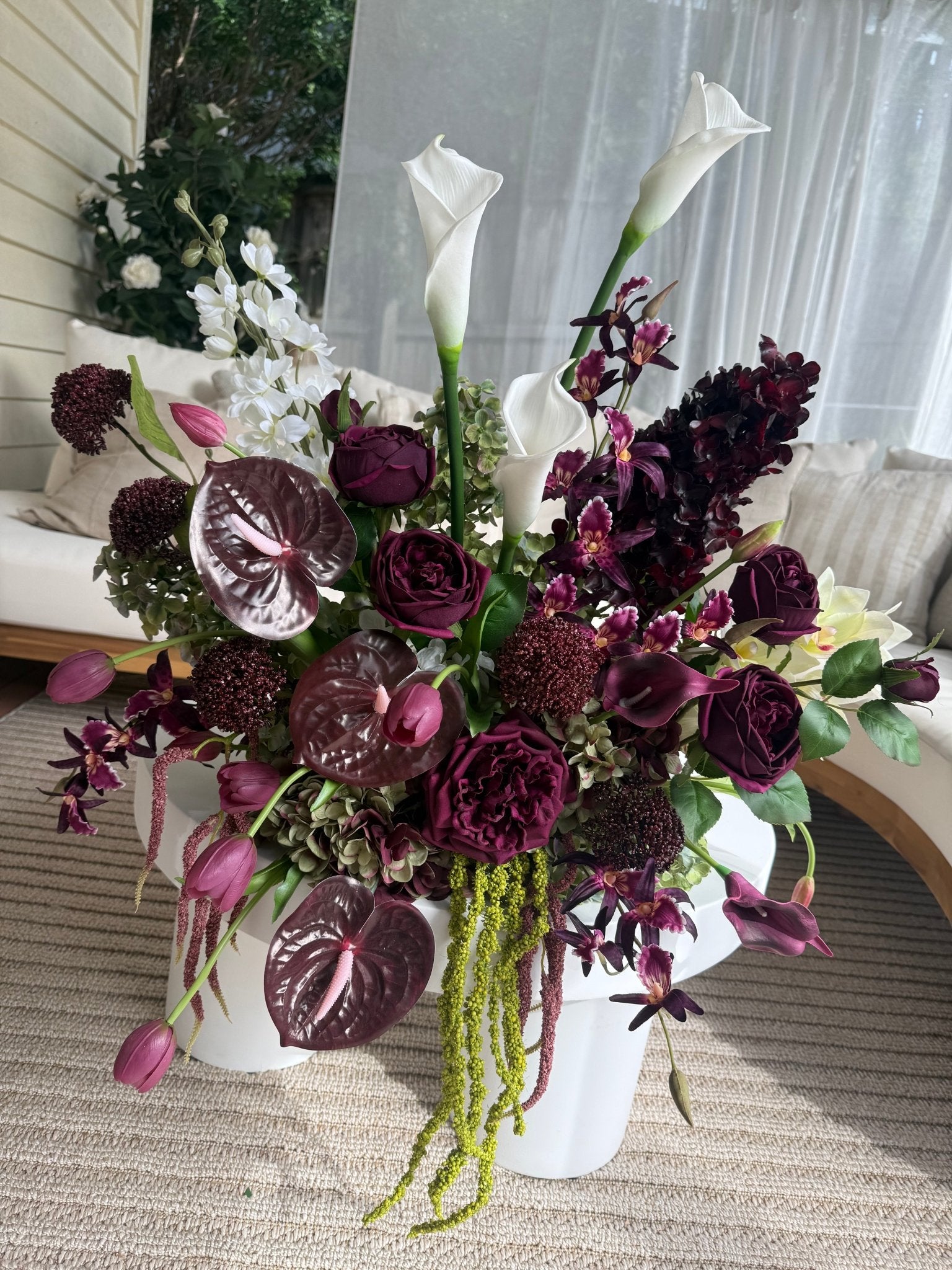Sonder Wedding Arrangement - The Modernist (burgundy edit) - Premium Artificial Wedding Flowers by Sonder & Stone Boutique