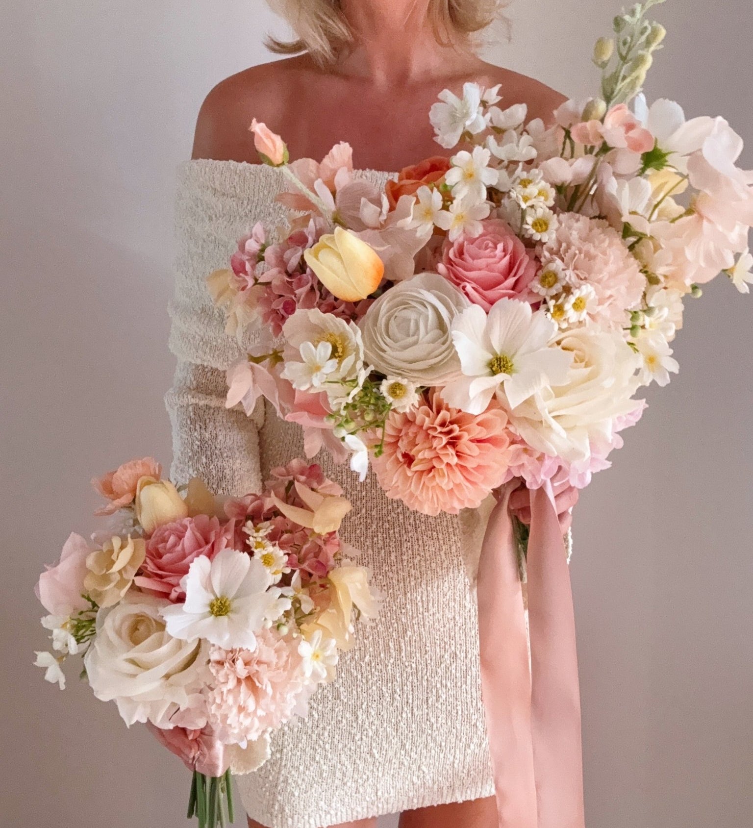 Sonder Wedding Bouquet - Buttercream Rosé - Sonder + Stone Boutique Artificial Wedding Flowers