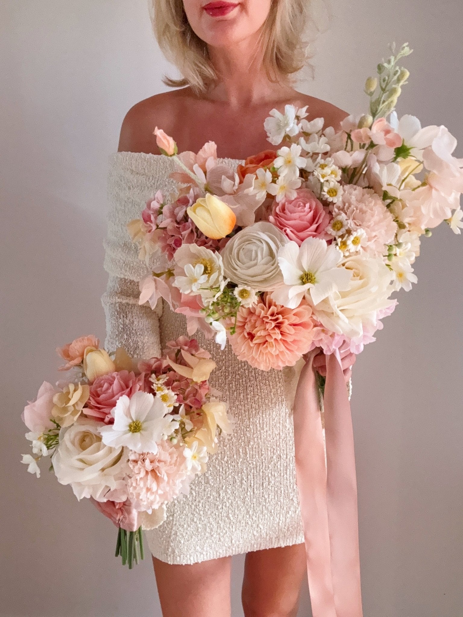 Sonder Wedding Bouquet - Buttercream Rosé - Sonder + Stone Boutique Artificial Wedding Flowers