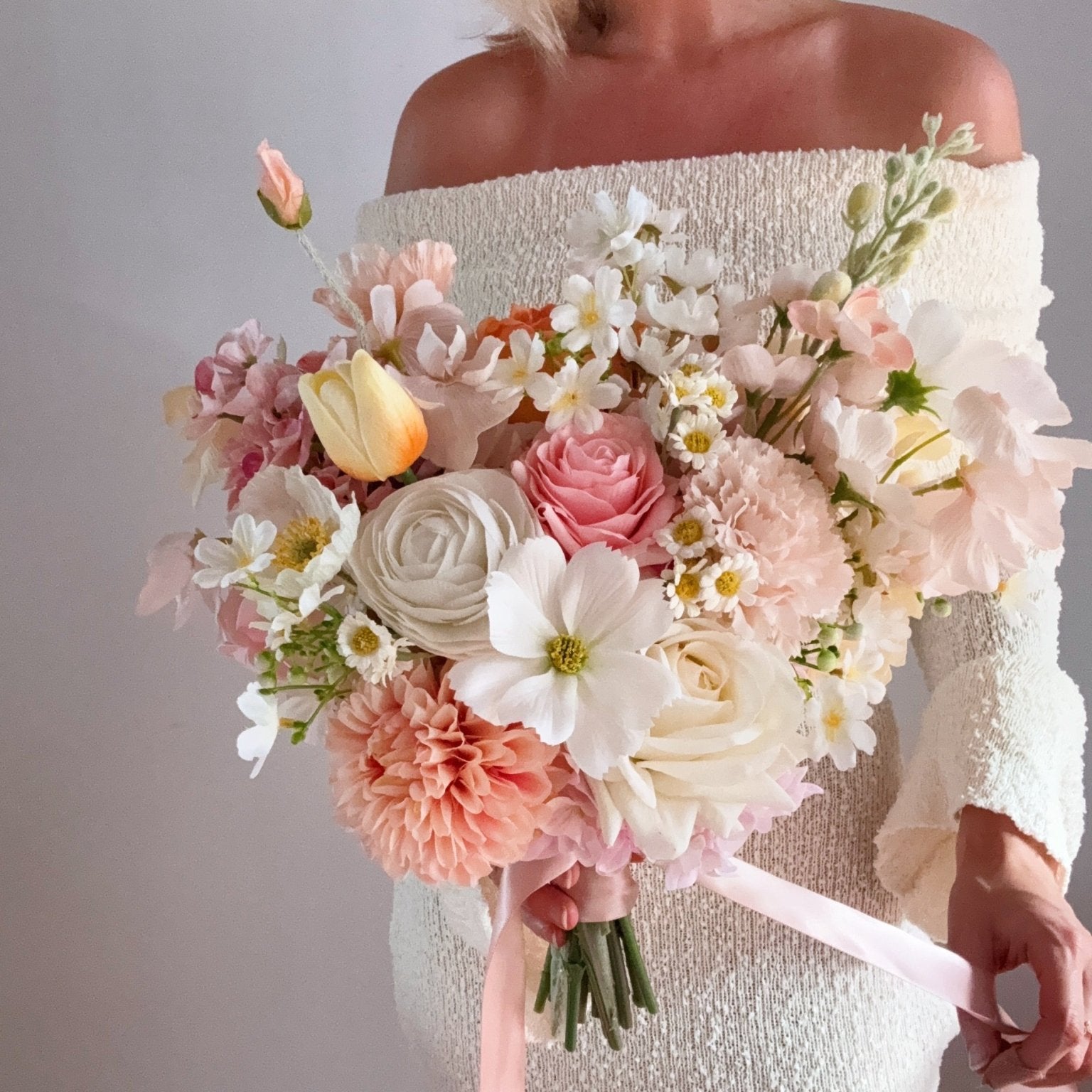 Sonder Wedding Bouquet - Buttercream Rosé - Sonder + Stone Boutique Artificial Wedding Flowers
