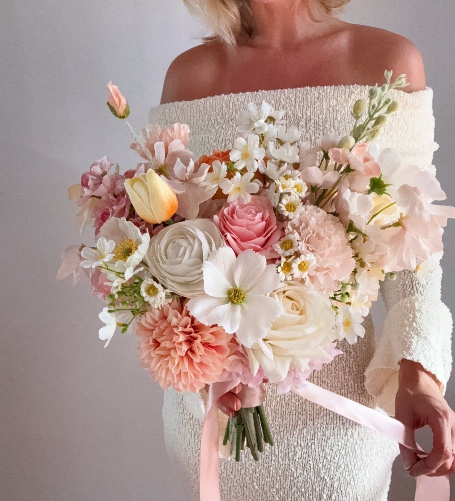 Sonder Wedding Bouquet - Buttercream Rosé - Sonder + Stone Boutique Artificial Wedding Flowers