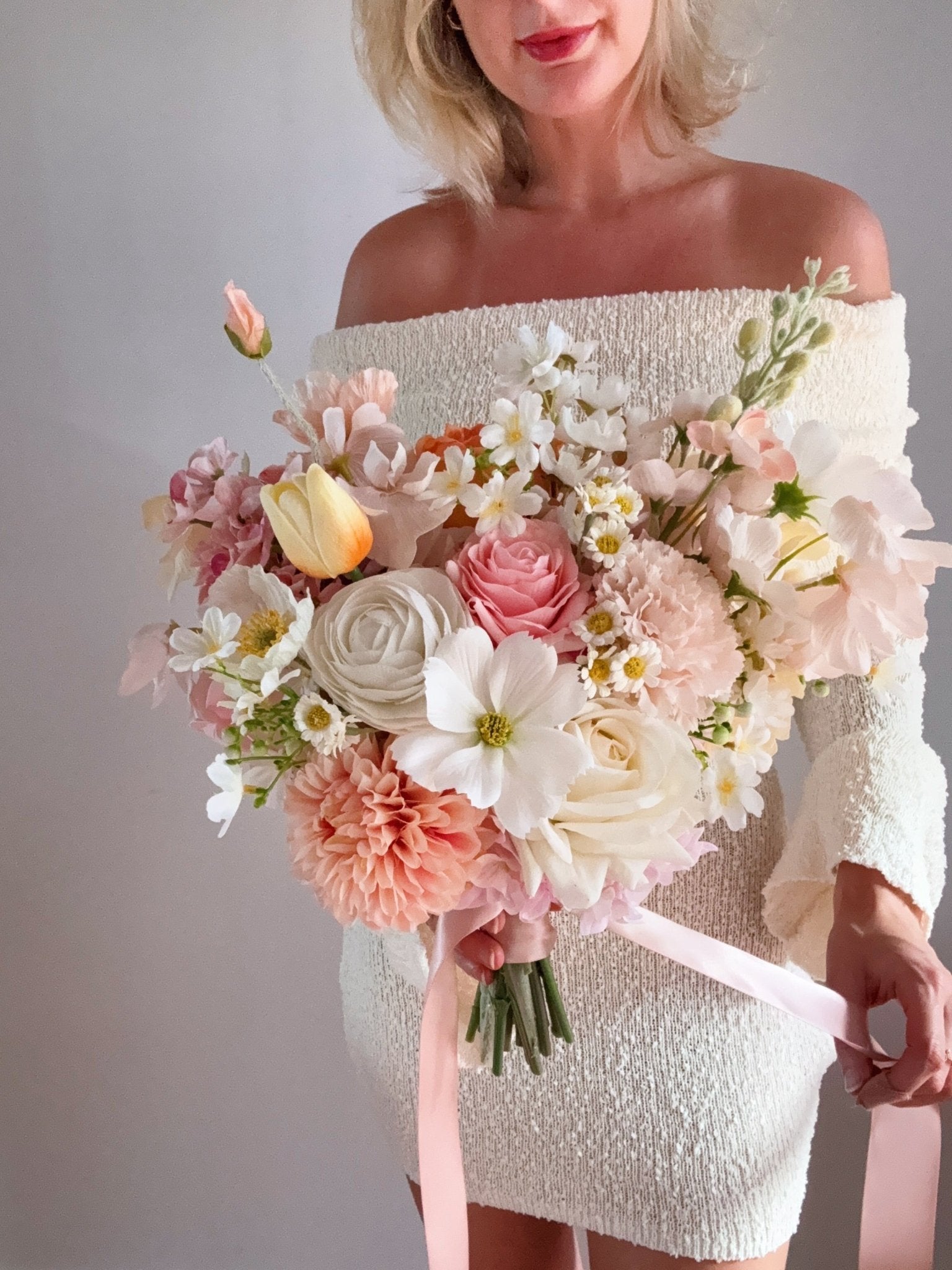 Sonder Wedding Bouquet - Buttercream Rosé - Sonder + Stone Boutique Artificial Wedding Flowers