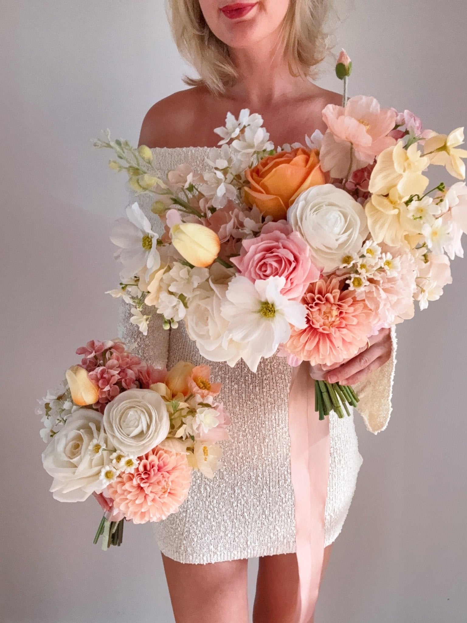 Sonder Wedding Bouquet - Buttercream Rosé - Sonder + Stone Boutique Artificial Wedding Flowers