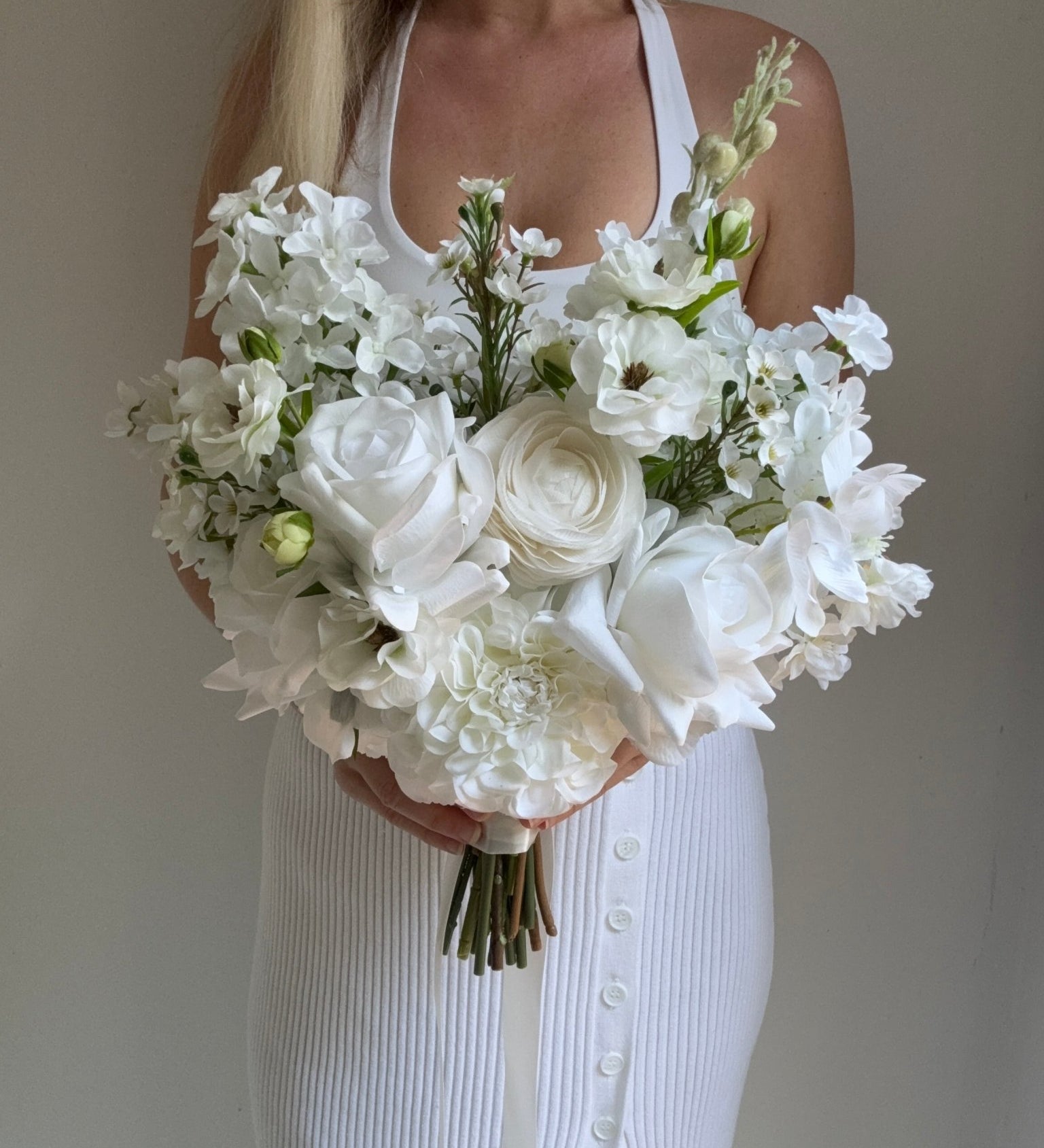 Sonder Wedding Bouquet - White Noise - Premium Artificial Wedding Flowers by Sonder & Stone Boutique