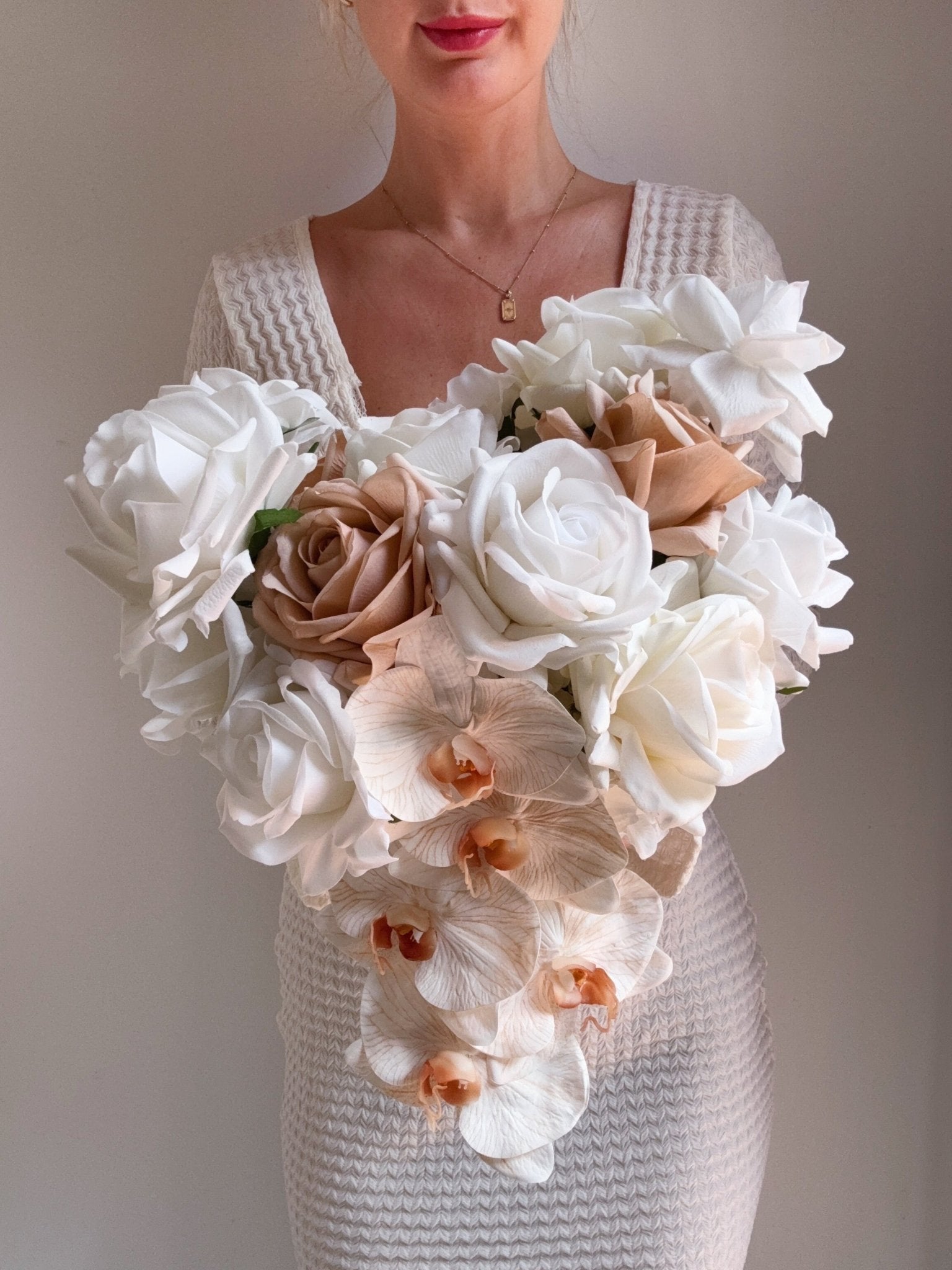 Artificial flowers Sonder Wedding Bouquet - White + Nude - Sonder + Stone Boutique