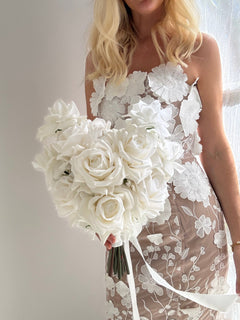 Sonder Wedding Bouquet - White Roses - Sonder + Stone Boutique Artificial Wedding Flowers