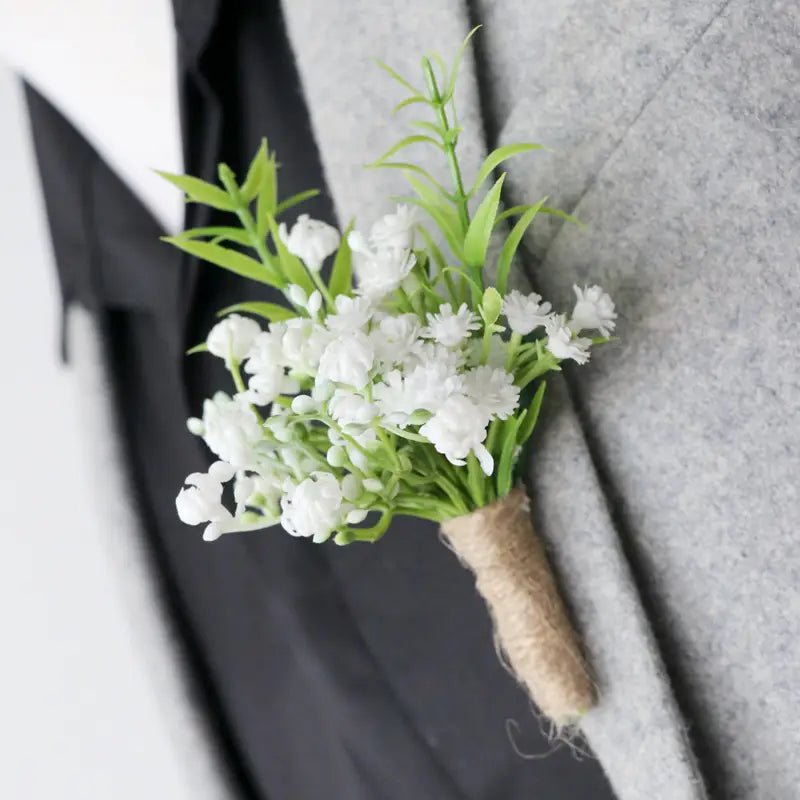 Sonder Wedding Buttonhole (baby's breath) - Premium Artificial Wedding Flowers by Sonder + Stone Boutique