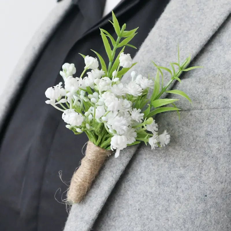 Sonder Wedding Buttonhole (baby's breath) - Premium Artificial Wedding Flowers by Sonder + Stone Boutique