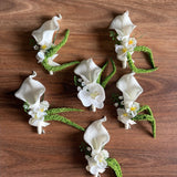 Sonder Wedding Buttonhole (calla lily + amaranthus) - Premium Artificial Wedding Flowers by Sonder & Stone Boutique