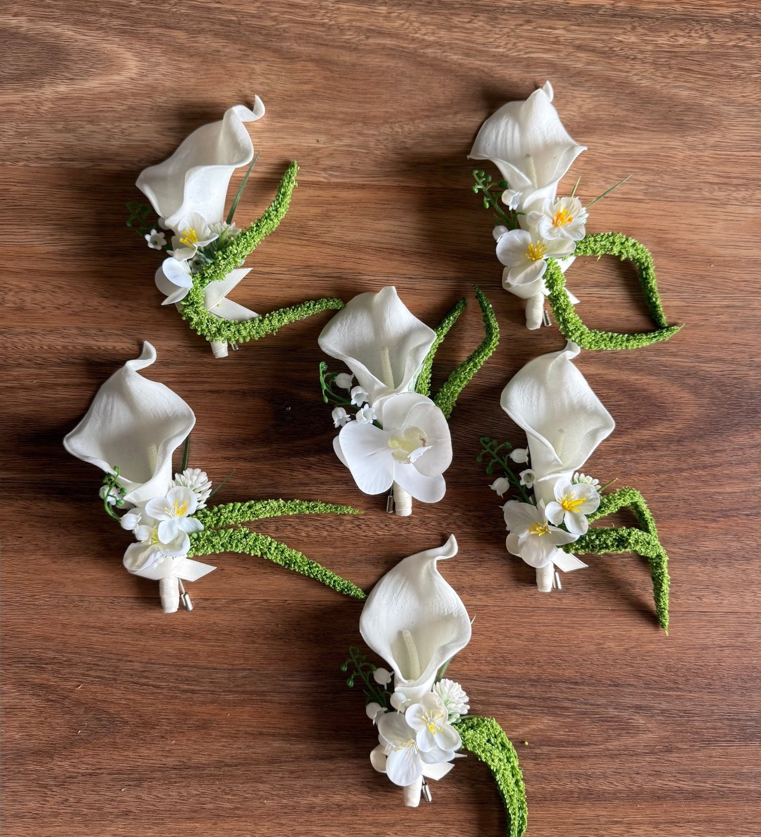 Sonder Wedding Buttonhole (calla lily + amaranthus) - Premium Artificial Wedding Flowers by Sonder & Stone Boutique