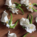 Sonder Wedding Buttonhole (calla lily + amaranthus) - Premium Artificial Wedding Flowers by Sonder & Stone Boutique