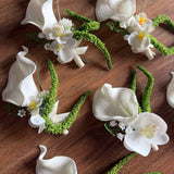Sonder Wedding Buttonhole (calla lily + amaranthus) - Premium Artificial Wedding Flowers by Sonder & Stone Boutique