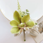Sonder Wedding Buttonhole (green orchid) - Sonder + Stone Boutique Artificial Wedding Flowers