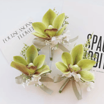 Sonder Wedding Buttonhole (green orchid) - Sonder + Stone Boutique Artificial Wedding Flowers